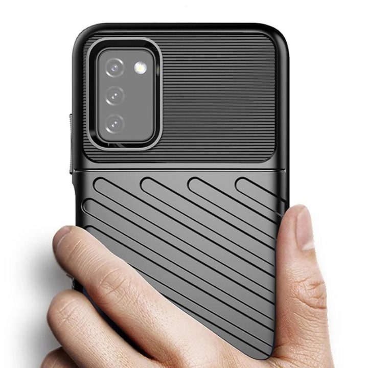 Thunder Case lankstus, tvirtas, atsparus dangtelis TPU dėklas, skirtas Samsung Galaxy A03s , juodos spalvos
