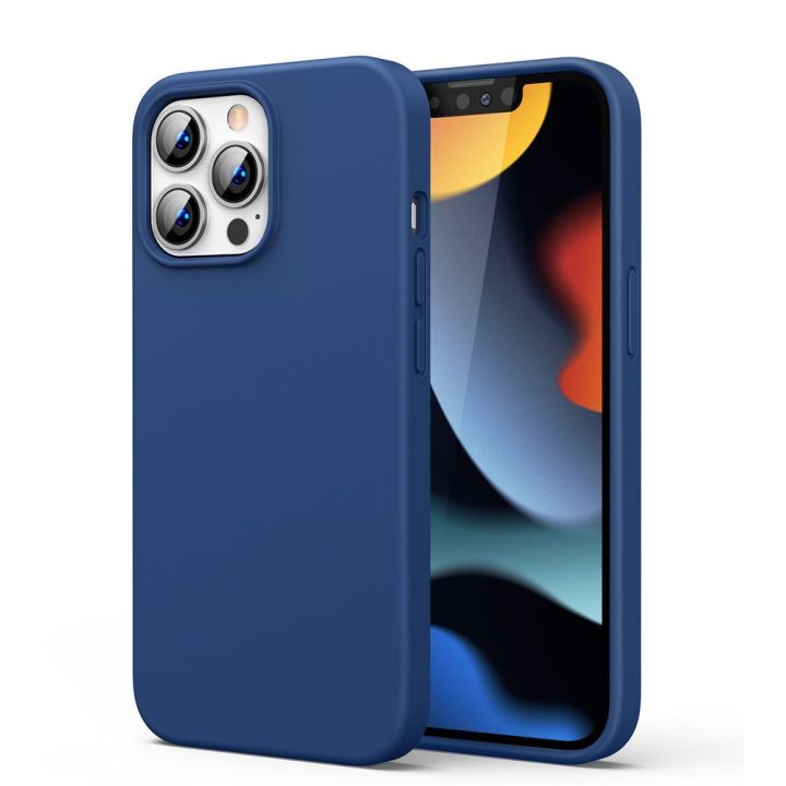 Protective Silicone Case rubber flexible silicone case cover for iPhone 13 Pro blue