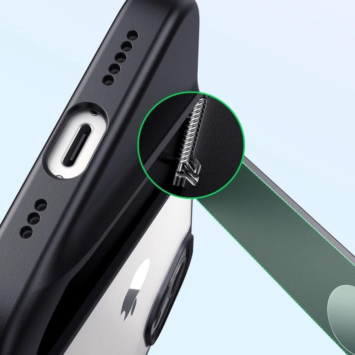 Fusion Kickstand dėklas iPhone 13 Pro kietasis dangtelis su geliniu rėmeliu ir stovu, juodas (90153)
