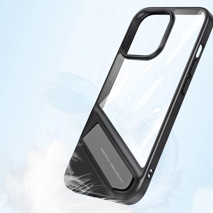 Fusion Kickstand dėklas iPhone 13 Pro kietasis dangtelis su geliniu rėmeliu ir stovu, juodas (90153)