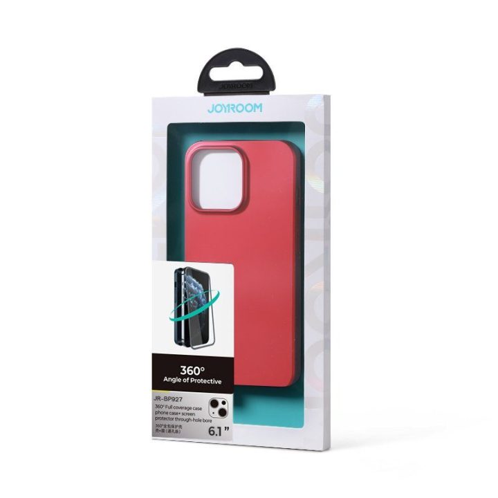 priekinis ir galinis dangtelis iPhone 13 + grūdinto stiklo ekrano apsauga raudona (JR-BP927 red)