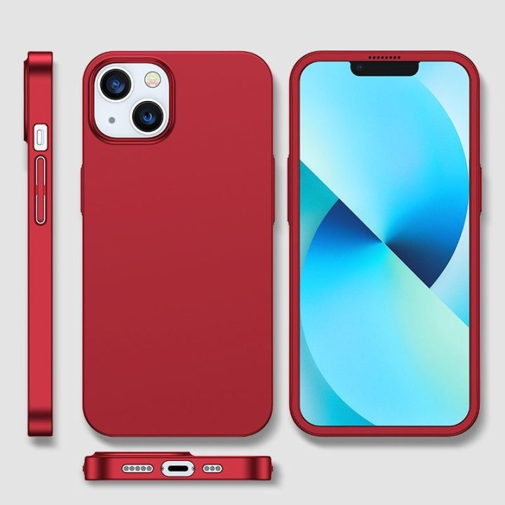 priekinis ir galinis dangtelis iPhone 13 + grūdinto stiklo ekrano apsauga raudona (JR-BP927 red)