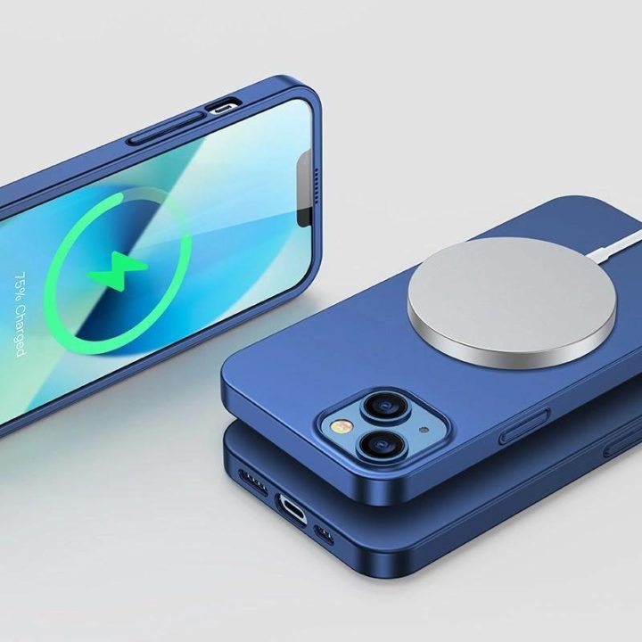 priekinis ir galinis dangtelis iPhone 13 + grūdinto stiklo ekrano apsauga mėlyna (JR-BP927 blue)