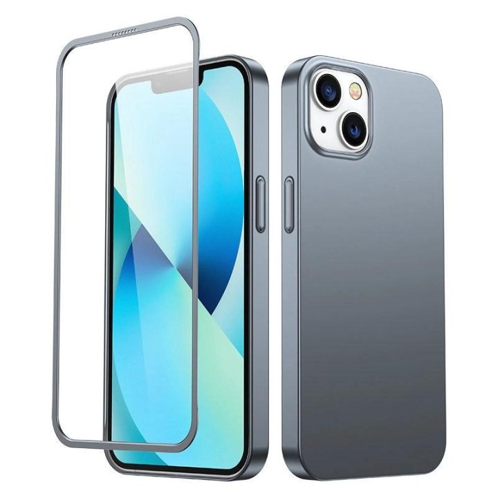 priekinis ir galinis dangtelis iPhone 13 + grūdinto stiklo ekrano apsauga, pilka (JR-BP927 trankus)