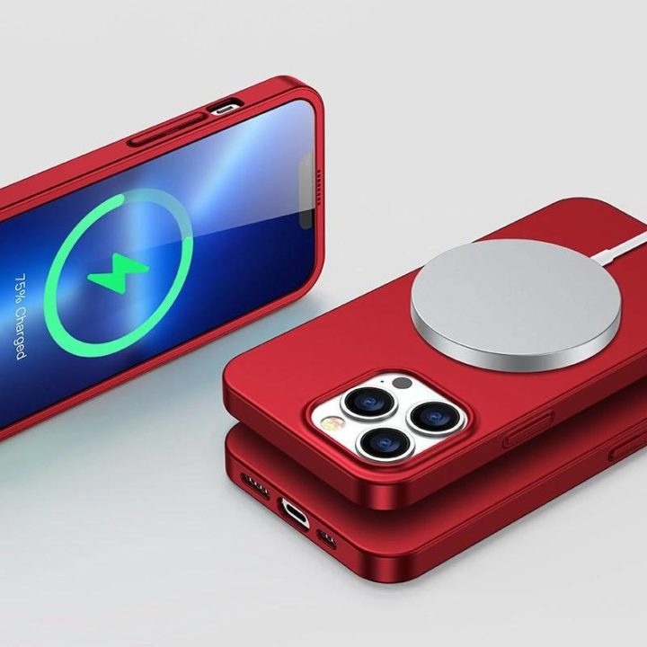 priekinis ir galinis dangtelis iPhone 13 Pro Max + grūdinto stiklo ekrano apsauga raudona (JR-BP928 red)
