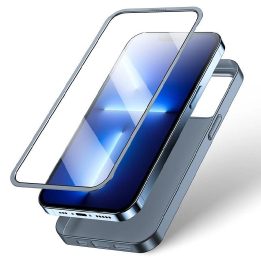 priekinis ir galinis dangtelis iPhone 13 Pro Max + grūdinto stiklo ekrano apsauga, pilka (JR-BP928 trankus)