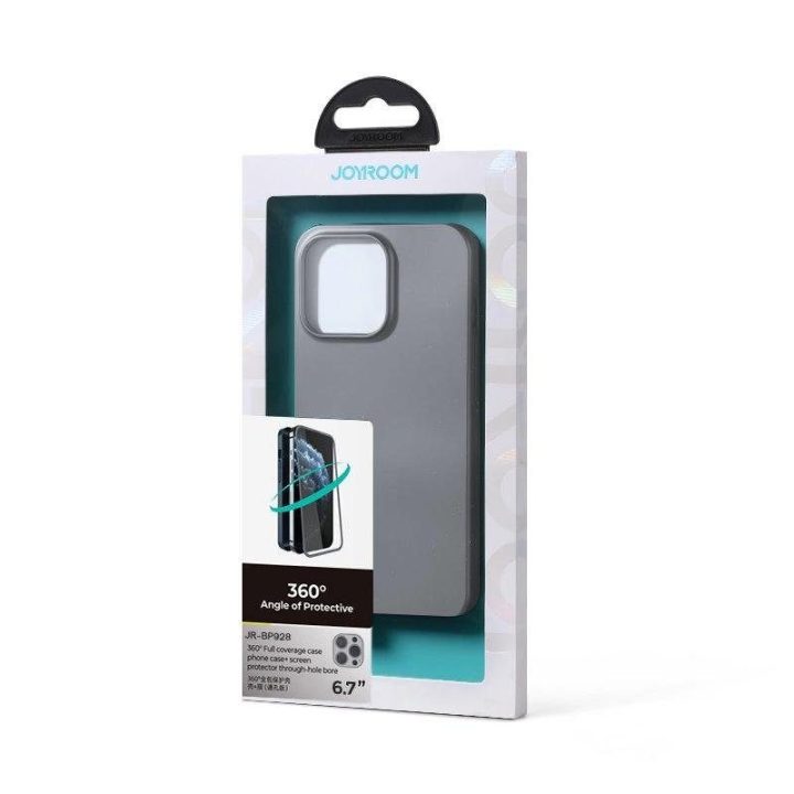 priekinis ir galinis dangtelis iPhone 13 Pro Max + grūdinto stiklo ekrano apsauga, pilka (JR-BP928 trankus)