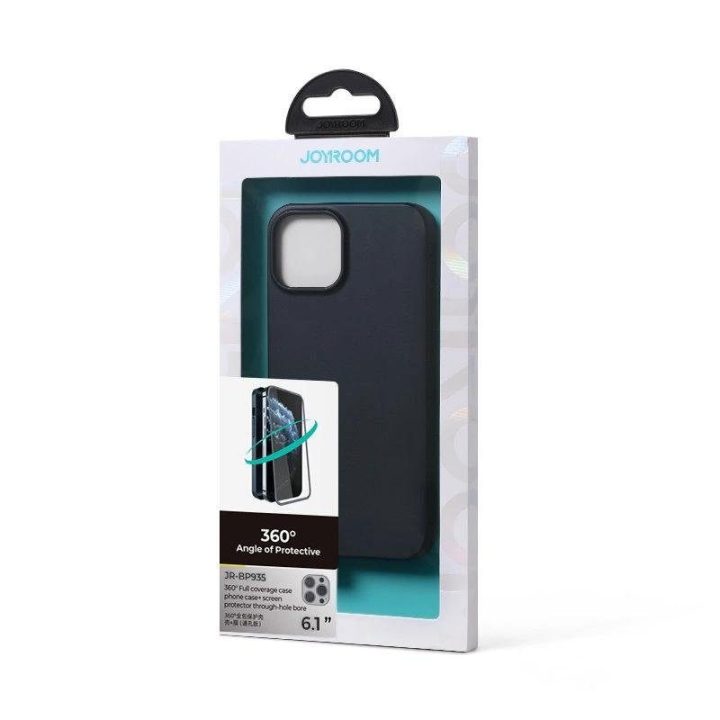 priekinis ir galinis dangtelis iPhone 13 Pro + grūdinto stiklo ekrano apsauga juoda (JR-BP935 juoda)