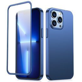 priekinis ir galinis dangtelis iPhone 13 Pro + grūdinto stiklo ekrano apsauga mėlyna (JR-BP935 blue)