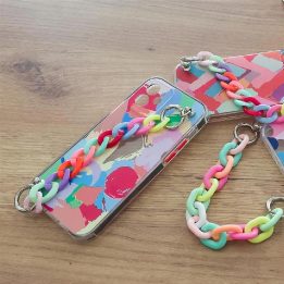 Spalvotas grandininis dėklas gelinis lankstus elastingas dėklas su grandininiu pakabuku, skirtas iPhone XS / iPhone X , įvairias