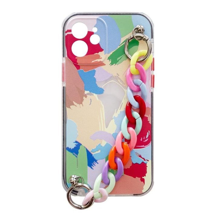 Spalvotas grandininis dėklas gelinis lankstus elastingas dėklas su grandininiu pakabuku, skirtas iPhone 8 Plus / iPhone 7 Plus ,
