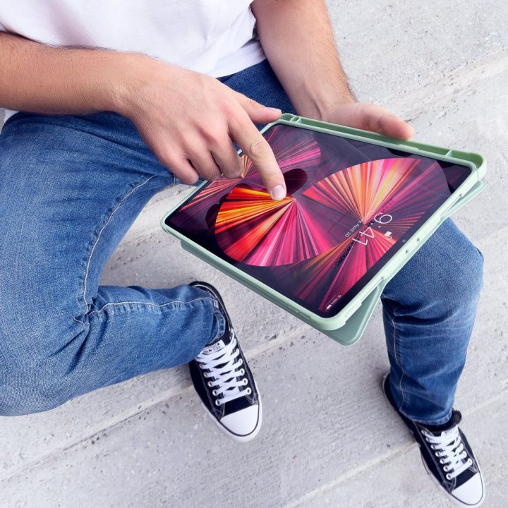 iPad Pro 12,9 2021/2020 planšetinio kompiuterio dėklas su stovo funkcija, žalias