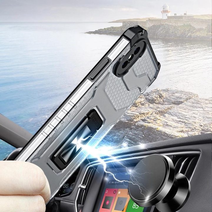 Crystal Ring dėklas Kickstand Tough Rugged Cover, skirtas iPhone XS Max , raudonas