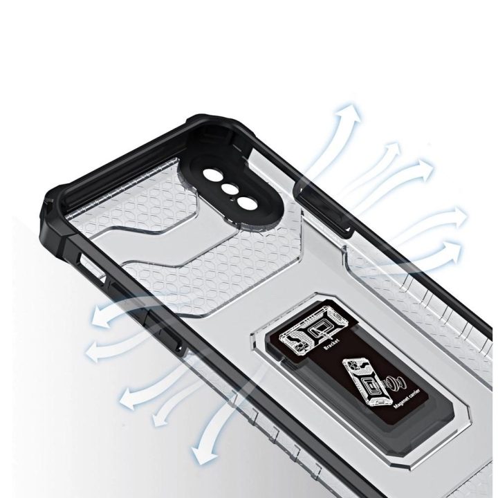 Crystal Ring dėklas Kickstand Tough Rugged Cover, skirtas iPhone XS Max , raudonas
