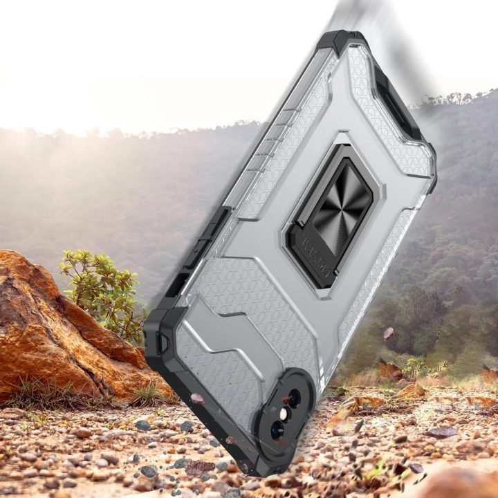 Crystal Ring dėklas Kickstand Tough Rugged Cover, skirtas iPhone XS Max , raudonas