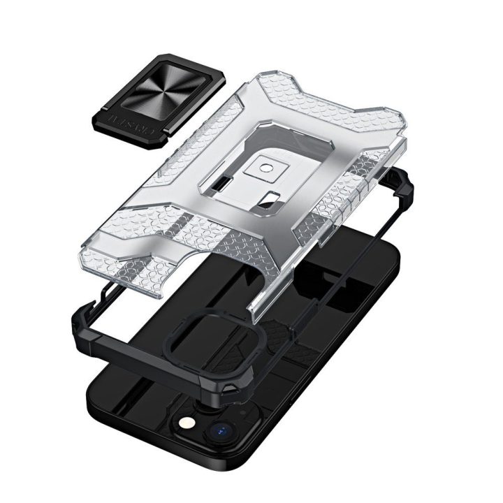 Crystal Ring dėklas Kickstand Tough Rugged Cover, skirtas iPhone 12 mini , juodas