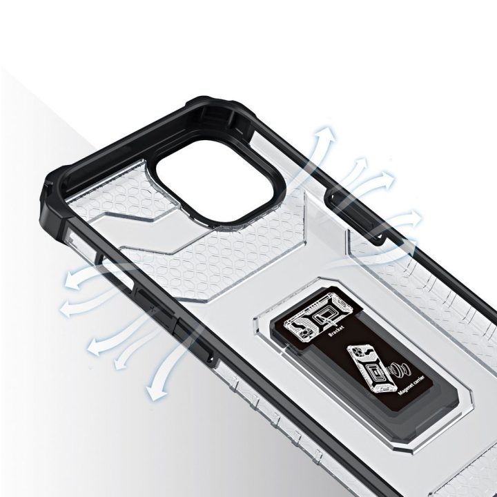 Crystal Ring dėklas Kickstand Tough Rugged Cover, skirtas iPhone 12 mini , juodas