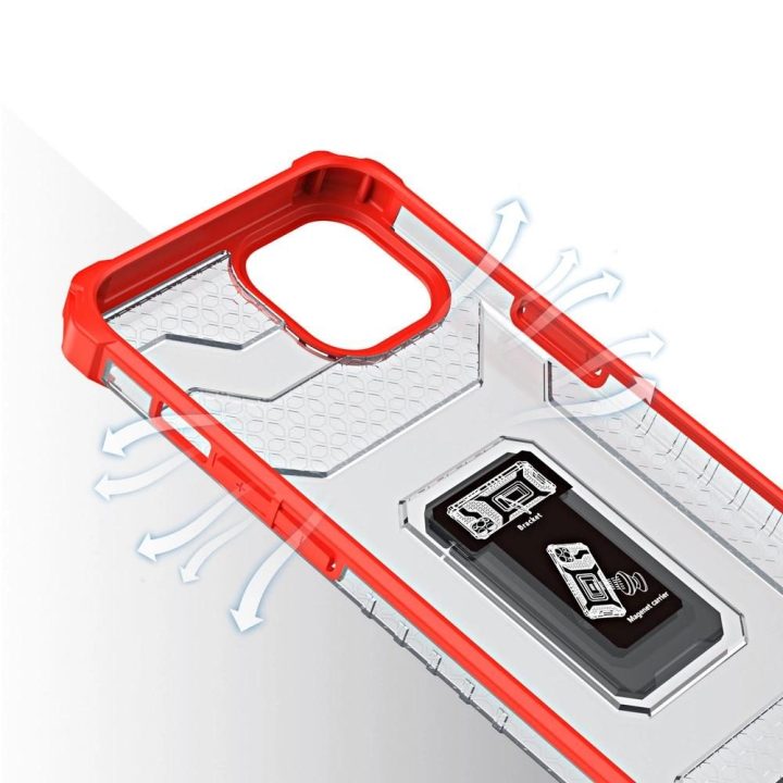 Crystal Ring dėklas Kickstand Tough Rugged dangtelis iPhone 12 mini raudonas