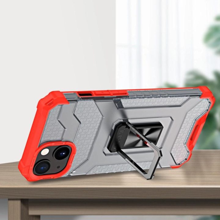 Crystal Ring dėklas Kickstand Tough Rugged dangtelis iPhone 12 mini raudonas