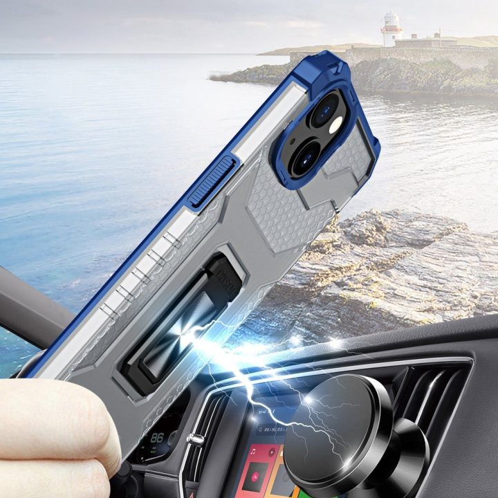 Crystal Ring dėklas Kickstand Tough Rugged dangtelis iPhone 12 mini blue
