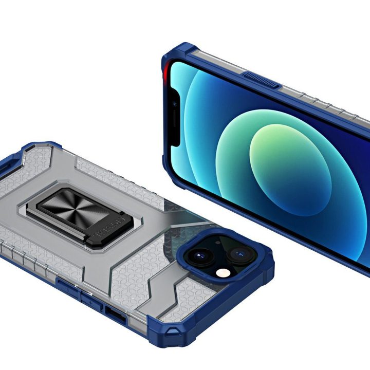 Crystal Ring dėklas Kickstand Tough Rugged dangtelis iPhone 12 mini blue