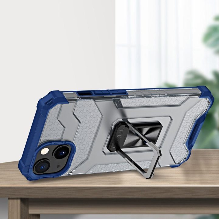 Crystal Ring dėklas Kickstand Tough Rugged dangtelis iPhone 12 mini blue