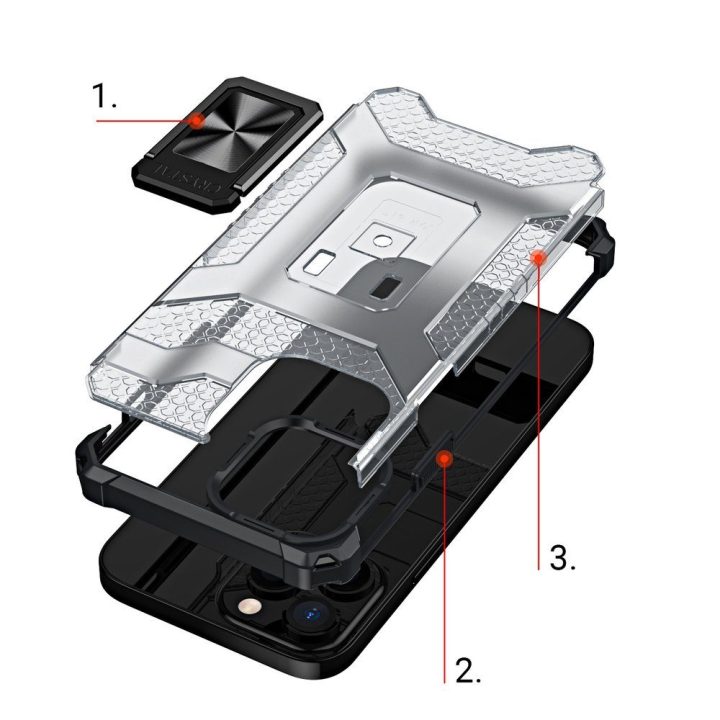Crystal Ring dėklas Kickstand Tough Rugged Cover, skirtas iPhone 12 Pro , juodas