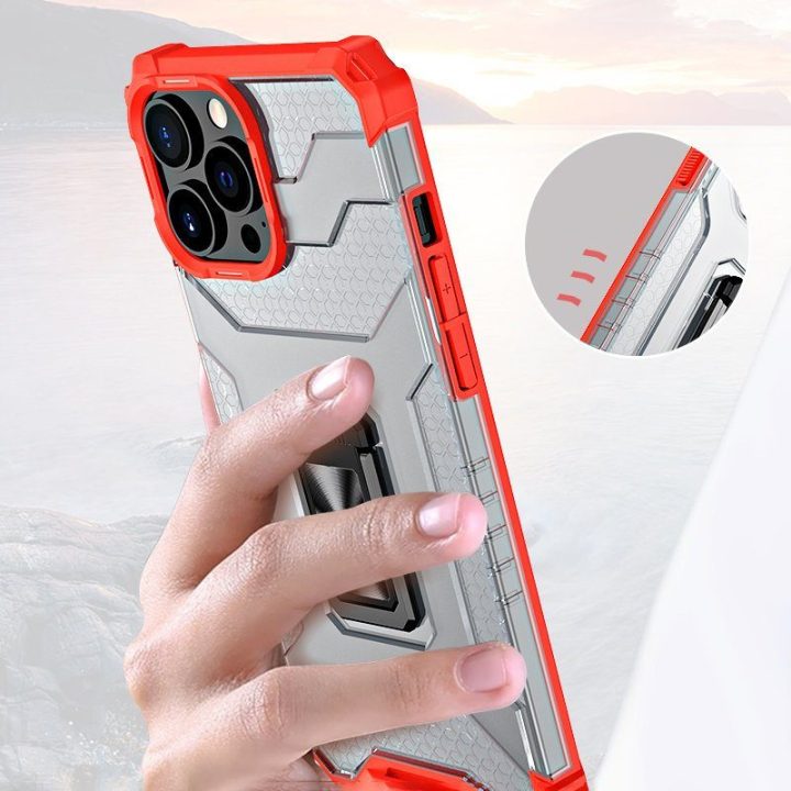 Crystal Ring dėklas Kickstand Tough Rugged Cover, skirtas iPhone 12 Pro , juodas