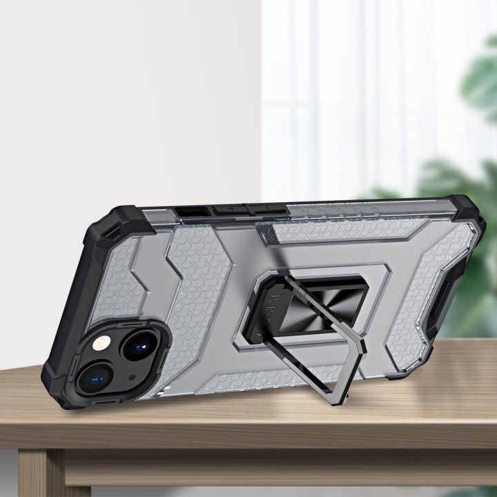 Crystal Ring dėklas Kickstand Tough Rugged dangtelis iPhone 13 mini juodas