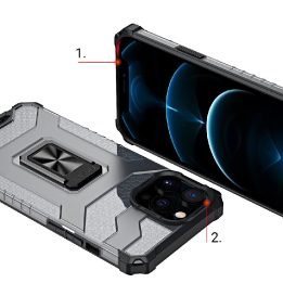 Crystal Ring dėklas Kickstand Tough Rugged Cover, skirtas iPhone 13 Pro , juodas