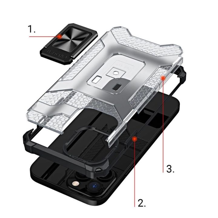 Crystal Ring dėklas Kickstand Tough Rugged Cover, skirtas iPhone 13 Pro , juodas