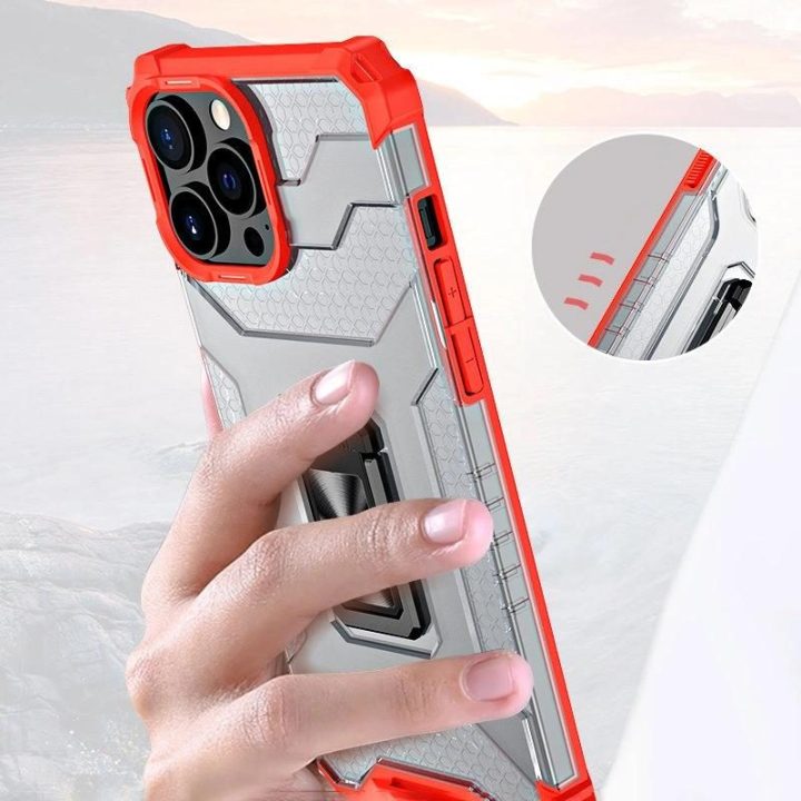 Crystal Ring dėklas Kickstand Tough Rugged Cover, skirtas iPhone 13 Pro Max , juodas