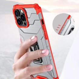 Crystal Ring Case Kickstand Tough Rugged Cover for iPhone 13 Pro Max raudonas