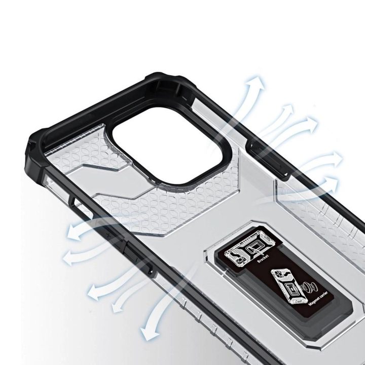 Crystal Ring Case Kickstand Tough Rugged Cover for iPhone 13 Pro Max raudonas