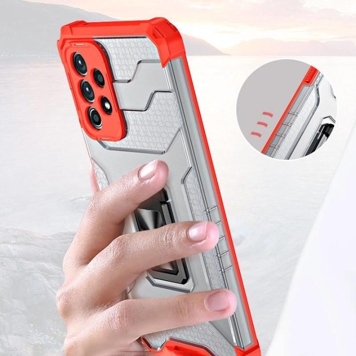 Crystal Ring Case Kickstand Tough Rugged Cover for Samsung Galaxy A72 4G red