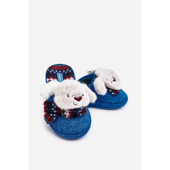 Vaikiškos šlepetės storu padu su mėlynu meškiuku Dasca