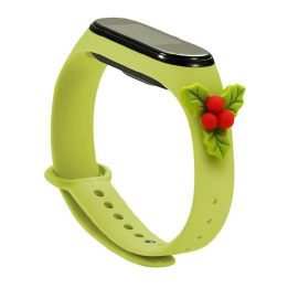 Kalėdinė apyrankė, skirta Xiaomi Mi Band 4 / Mi Band 3 Kalėdinė silikoninė apyrankė su dirželiu, žalia (Miglė)