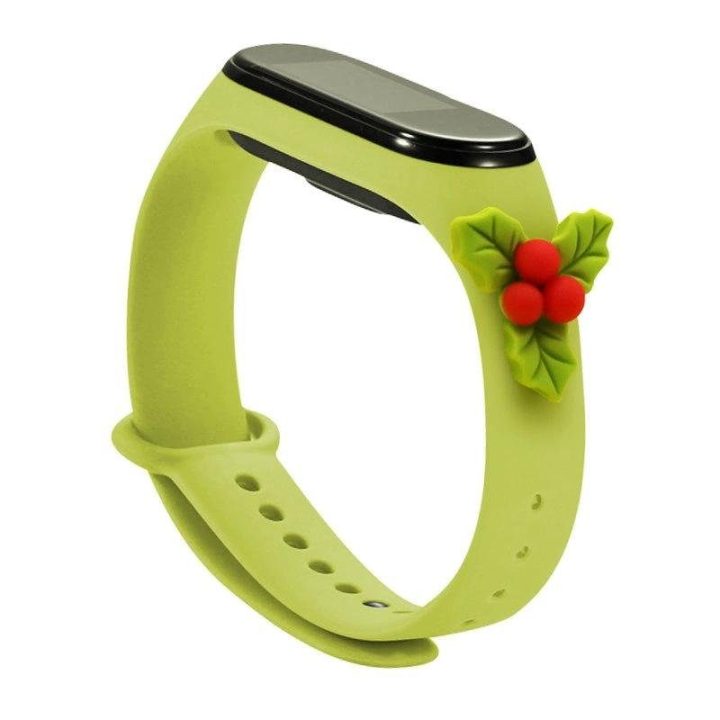 Kalėdinė apyrankė, skirta Xiaomi Mi Band 4 / Mi Band 3 Kalėdinė silikoninė apyrankė su dirželiu, žalia (Miglė)