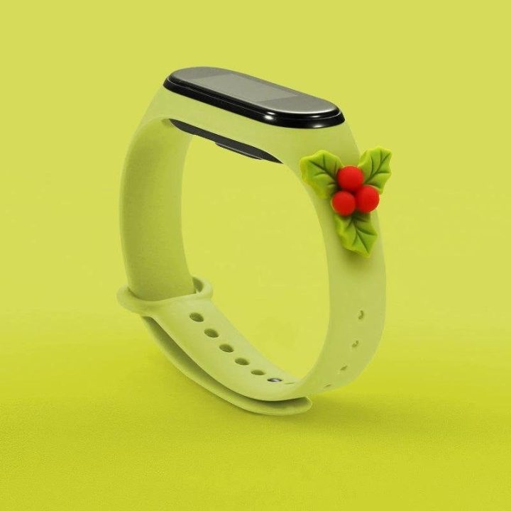 Kalėdinė apyrankė, skirta Xiaomi Mi Band 4 / Mi Band 3 Kalėdinė silikoninė apyrankė su dirželiu, žalia (Miglė)