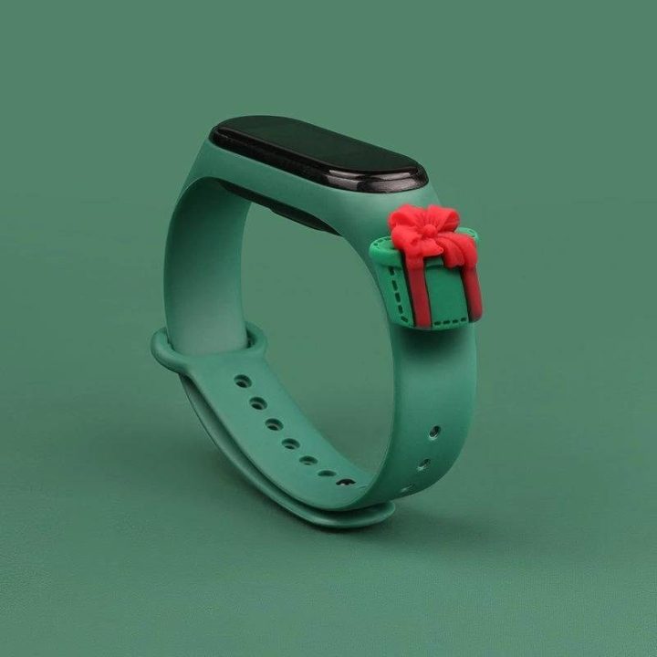 Kalėdinė apyrankė, skirta Xiaomi Mi Band 4 / Mi Band 3 Kalėdinė silikoninė apyrankė Tamsiai žalia (dovana)
