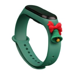 Kalėdinė apyrankė, skirta Xiaomi Mi Band 4 / Mi Band 3 Kalėdinė silikoninė apyrankė Tamsiai žalia (Bell)