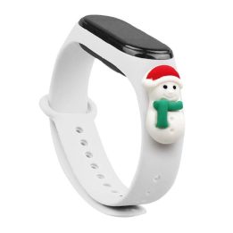 Kalėdinė apyrankė, skirta Xiaomi Mi Band 4 / Mi Band 3 Kalėdinė silikoninė apyrankė su dirželiu Balta (Sniego žmogus 1)