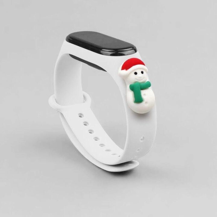 Kalėdinė apyrankė, skirta Xiaomi Mi Band 4 / Mi Band 3 Kalėdinė silikoninė apyrankė su dirželiu Balta (Sniego žmogus 1)