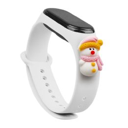 Kalėdinė apyrankė, skirta Xiaomi Mi Band 4 / Mi Band 3 Kalėdinė silikoninė apyrankė su dirželiu, balta (Snieguolė 2)