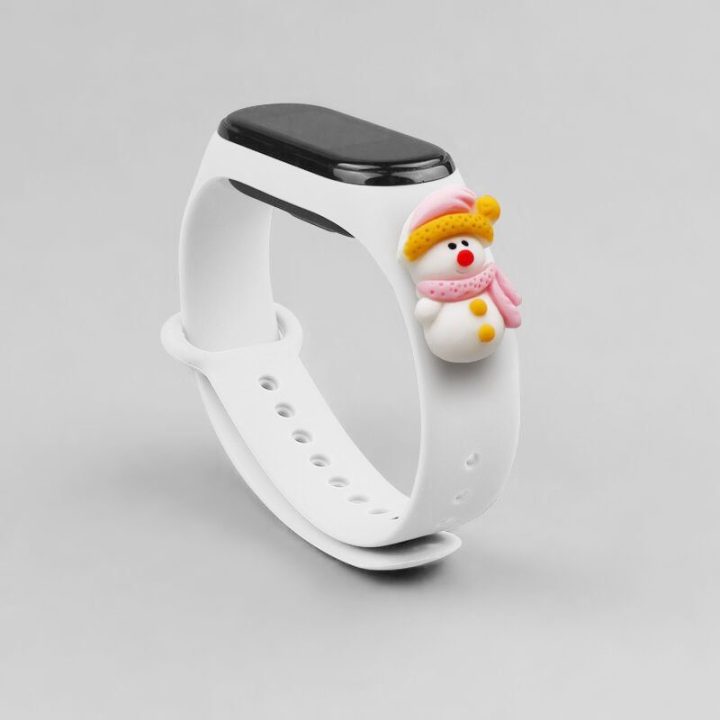 Kalėdinė apyrankė, skirta Xiaomi Mi Band 4 / Mi Band 3 Kalėdinė silikoninė apyrankė su dirželiu, balta (Snieguolė 2)