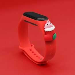 Kalėdinė apyrankė, skirta Xiaomi Mi Band 4 / Mi Band 3 Kalėdinė silikoninė apyrankė raudona (Santa 1)