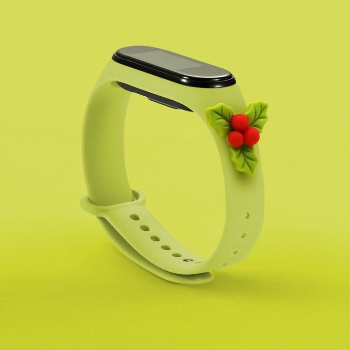 Kalėdinė apyrankė, skirta Xiaomi Mi Band 6 / Mi Band 5 Kalėdinė silikoninė apyrankė su dirželiu, žalia (Miglė)