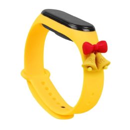 Kalėdinė apyrankė, skirta Xiaomi Mi Band 6 / Mi Band 5 Kalėdinė silikoninė apyrankė su dirželiu Geltonos spalvos (varpeliai)