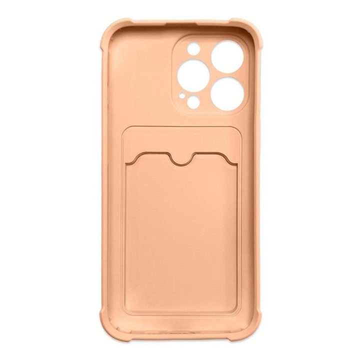 Kortelių šarvų dėklas dėklas, skirtas iPhone 12 Pro kortelių piniginei silikoninis oro krepšys Armor Pink