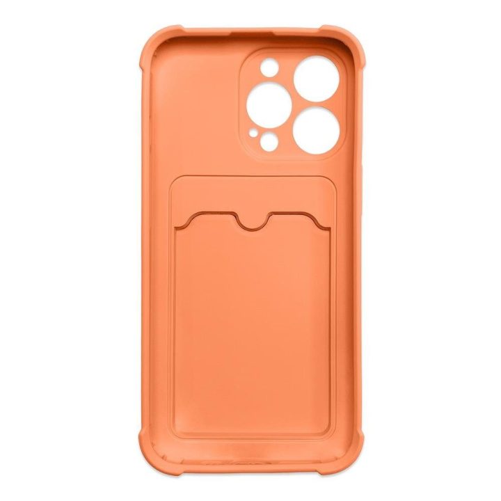Kortelės šarvų dėklas dėklas, skirtas iPhone 12 Pro Max kortelių piniginei, silikoninis oro krepšys, šarvų dangtelis, oranžinis